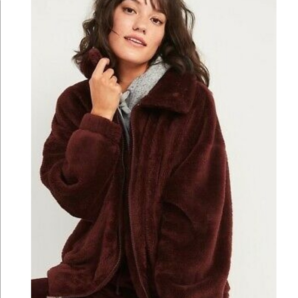 NEW NWT Old Navy Cozy Teddy Sherpa Zip Lounge Jacket